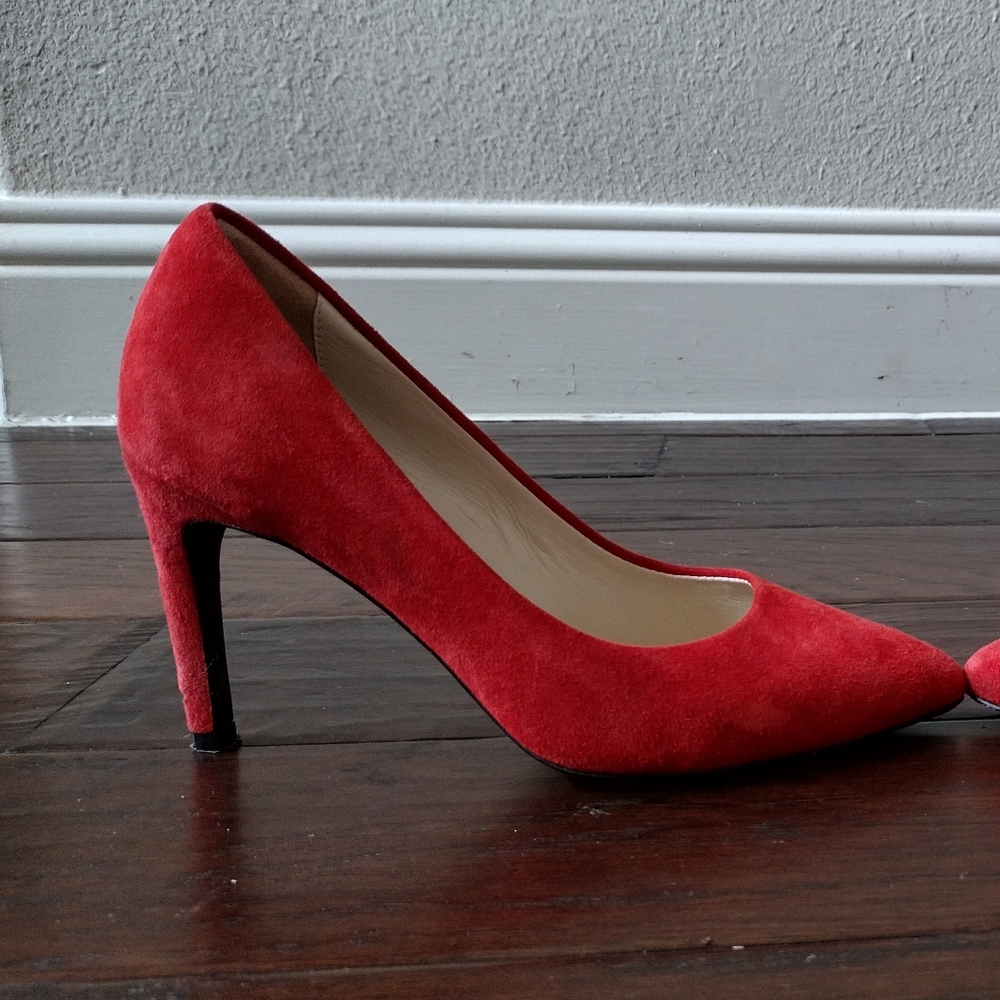 Cole Haan Red Suede Heels - Picture 4 of 10